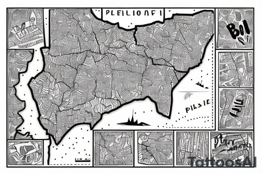 Palestine map with faded borders tattoo idea