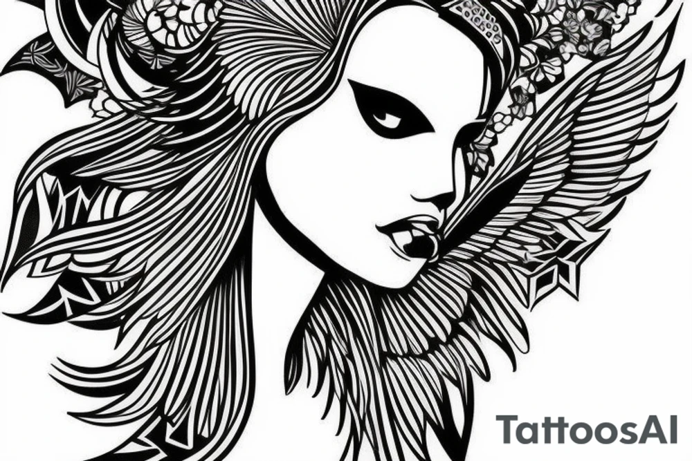 female winged angel tattoo idea
