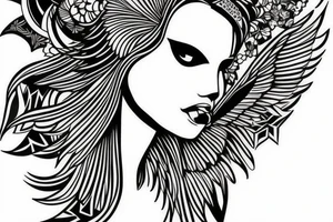 female winged angel tattoo idea