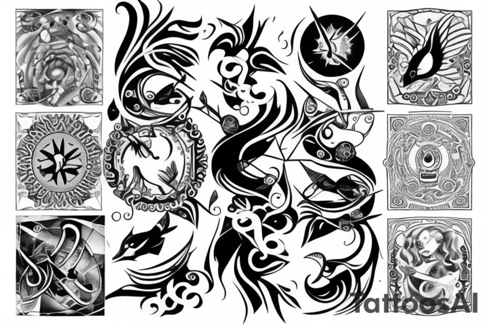 Pisces and Sagittarius combined tattoo idea