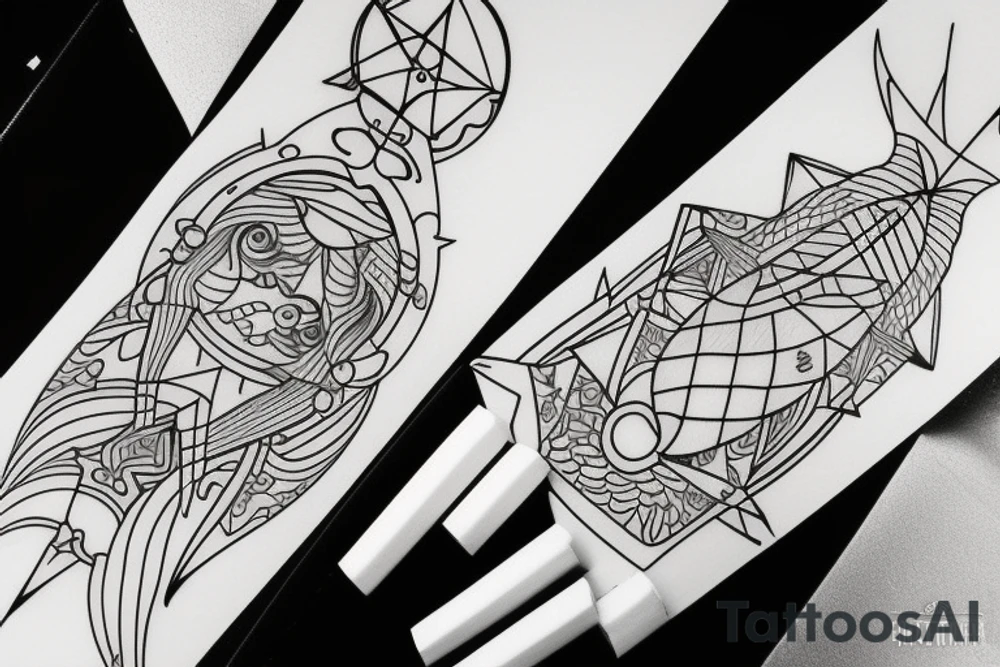 Pisces and Sagittarius combined tattoo idea