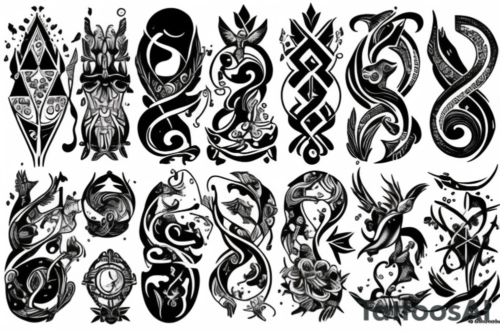Pisces and Sagittarius combined tattoo idea