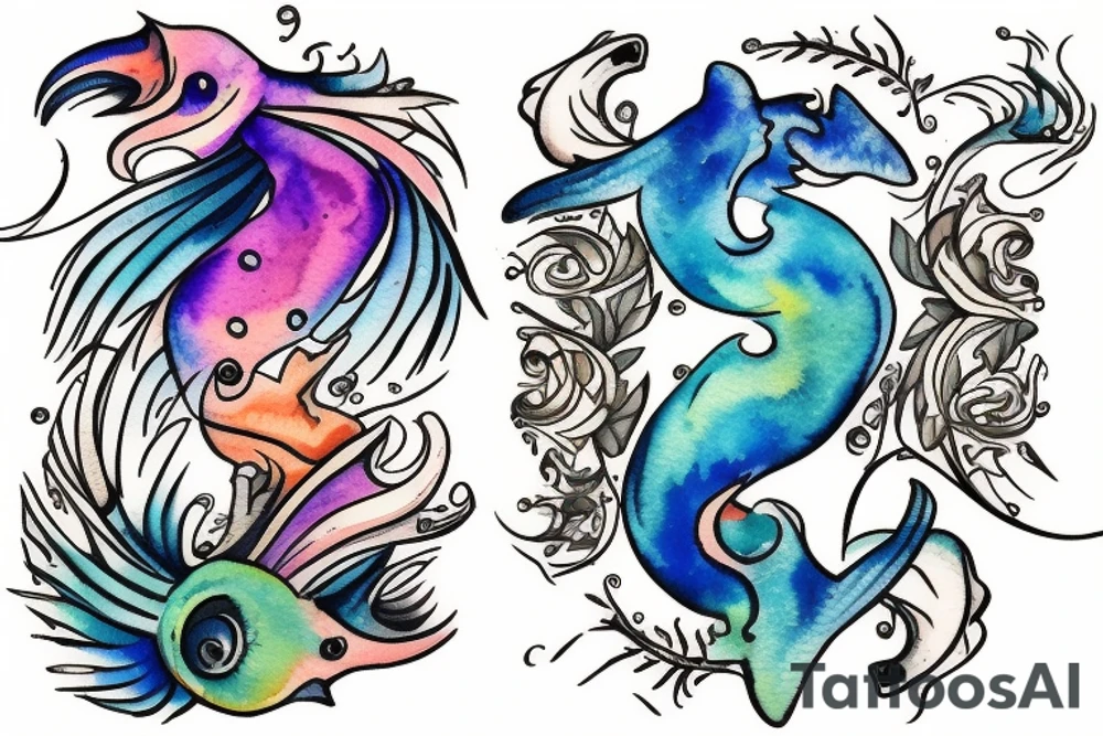 Pisces and Sagittarius combined tattoo idea