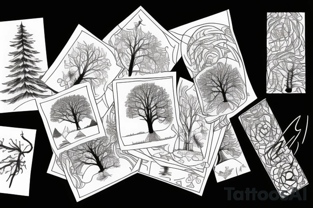 road with trees around tattoo idea