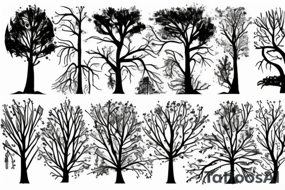 road with trees around tattoo idea