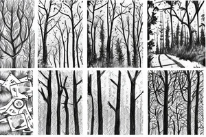 road inside of a forest tattoo idea