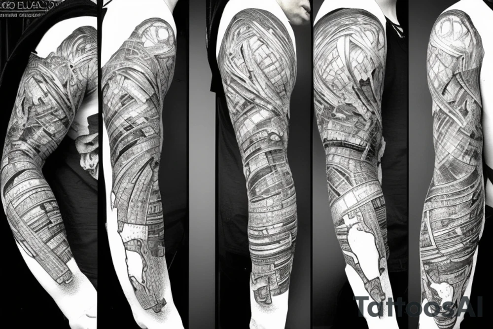 Titan Atlas carrying a world split in half, where the bottom (flat) half of that world is just a mirror of himself tattoo idea
