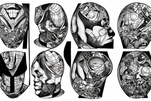 Titan Atlas carrying a world split in half, where the bottom (flat) half of that world is just a mirror of himself tattoo idea
