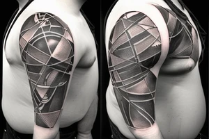 Titan Atlas carrying a world split in half, where the bottom (flat) half of that world is just a mirror of himself tattoo idea