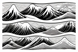 waves of kanagawa with mountains tattoo idea