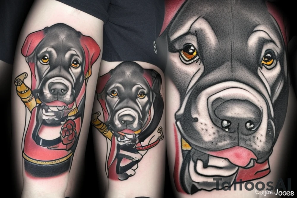 Cane corso in cylinder hat smoking a cigar tattoo idea