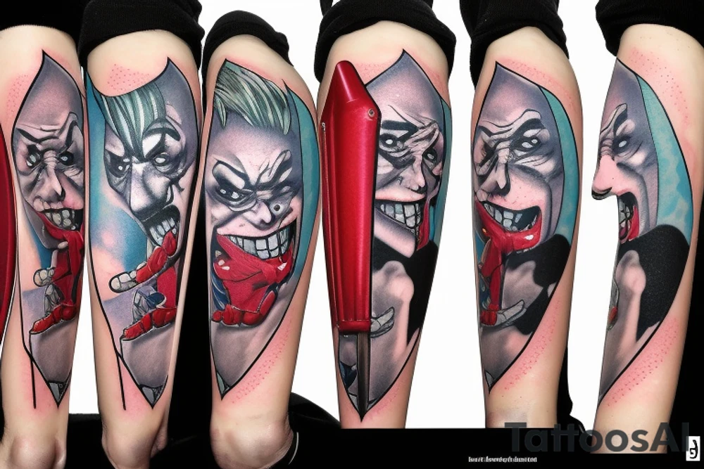 joker of batman with a baseball bat tattoo idea
