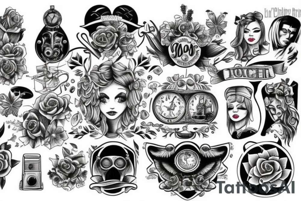 old school tattoo with girls tattoo idea