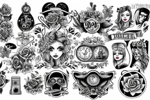 old school tattoo with girls tattoo idea