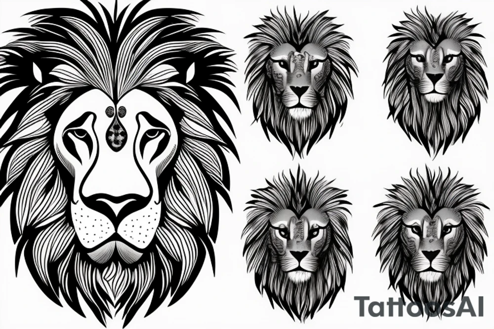 Lion, flowers tattoo idea