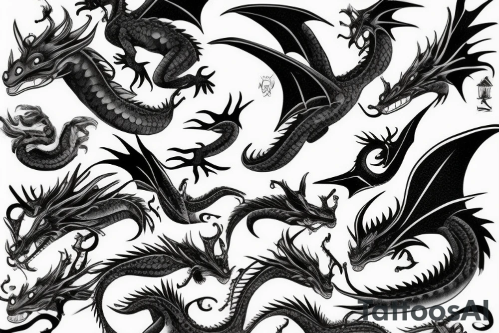 Dragons flying tattoo idea