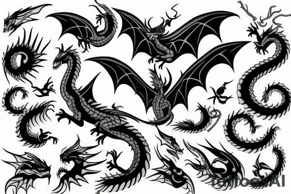 Dragons flying tattoo idea