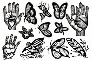 hand with moth tattoo idea