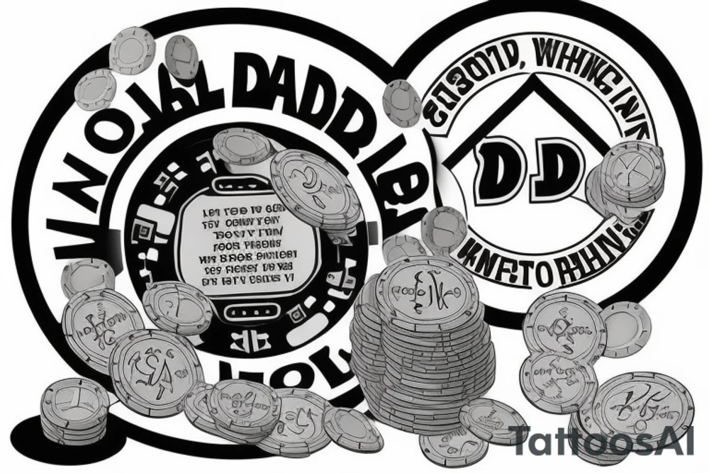 Memorial for dad with him handing me poker chip saying it's your spin now buddy boy tattoo idea