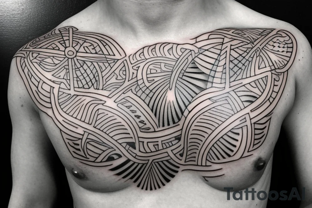 Chest tattoo, laurels tattoo idea