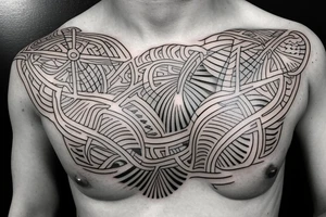 Chest tattoo, laurels tattoo idea