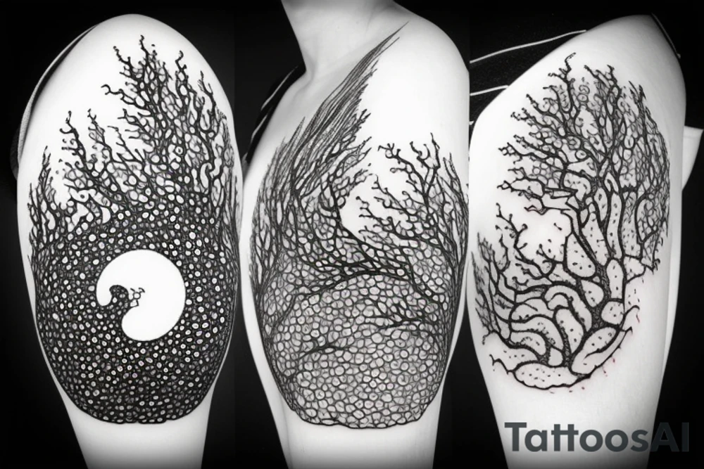 Yin and yang! one side water element, the other side forest/tree element tattoo idea