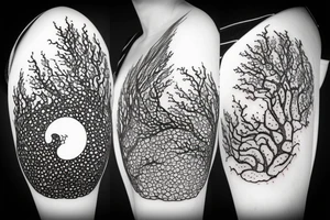 Yin and yang! one side water element, the other side forest/tree element tattoo idea