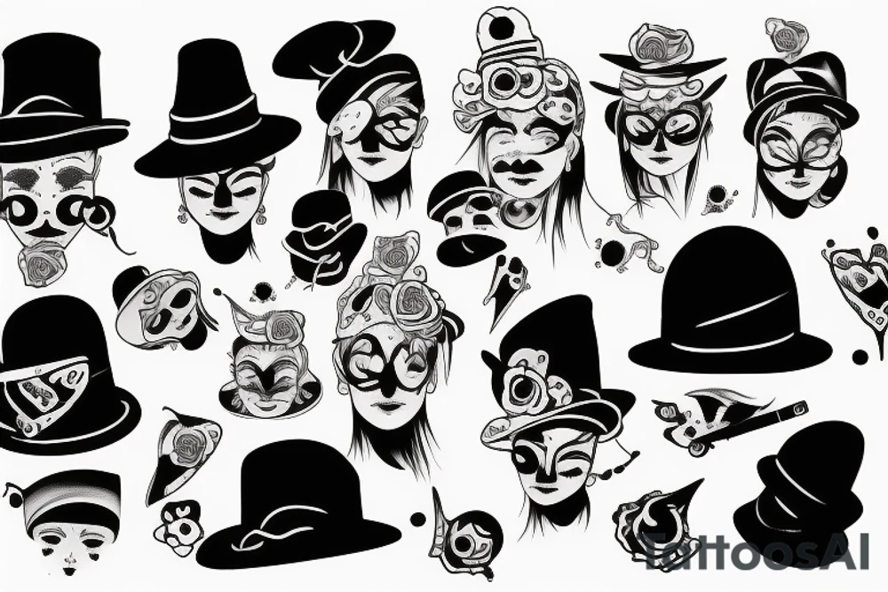 long sleeve black hat person tattoo idea