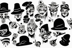 long sleeve black hat person tattoo idea