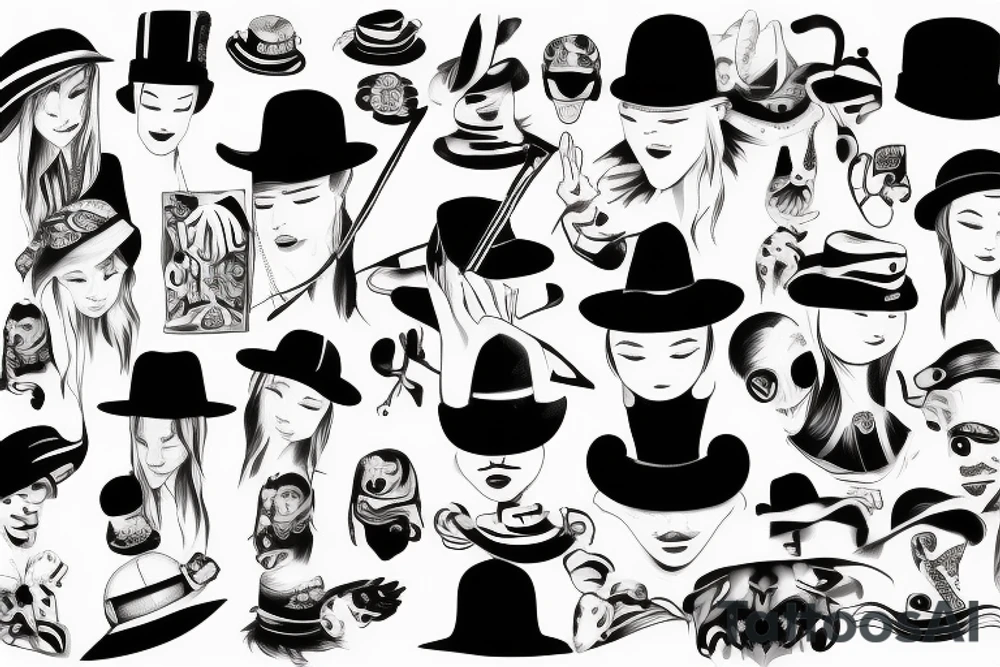 long sleeve black hat person tattoo idea