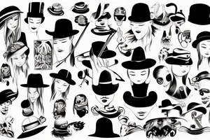long sleeve black hat person tattoo idea