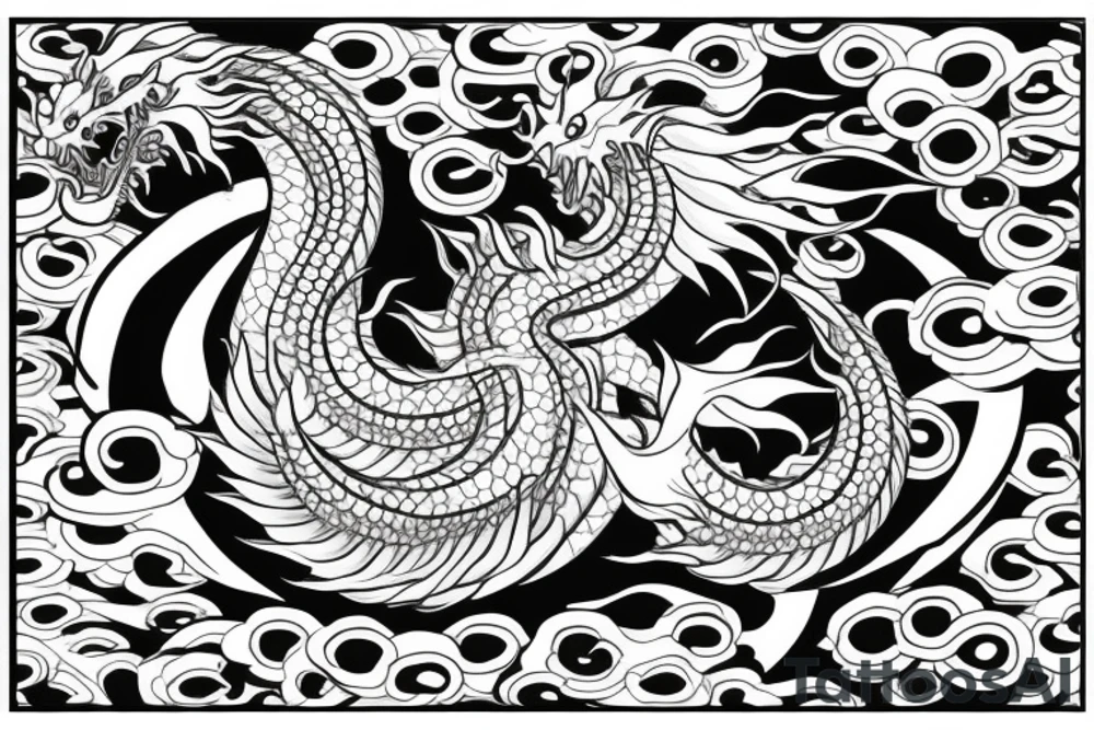 Japanese dragon with flower tattoo idea