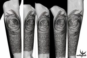 fox with three tails constellations cosmos Moon tattoo idea