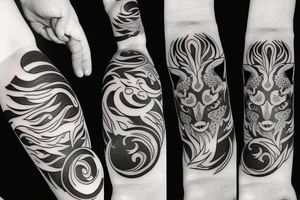 fox with three tails moon cosmos tattoo idea