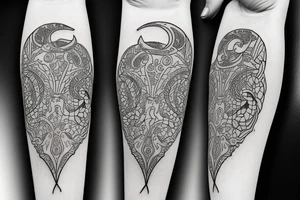 fox with three tails moon cosmos tattoo idea