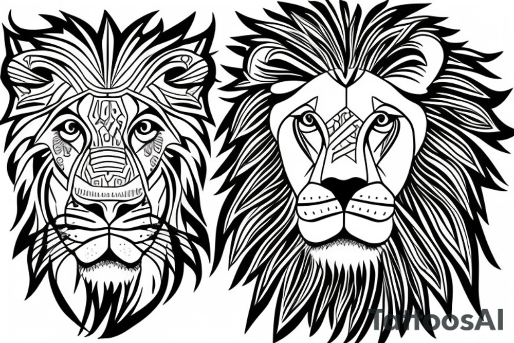 Lion four ace dreams lines tattoo idea
