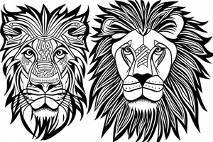 Lion four ace dreams lines tattoo idea