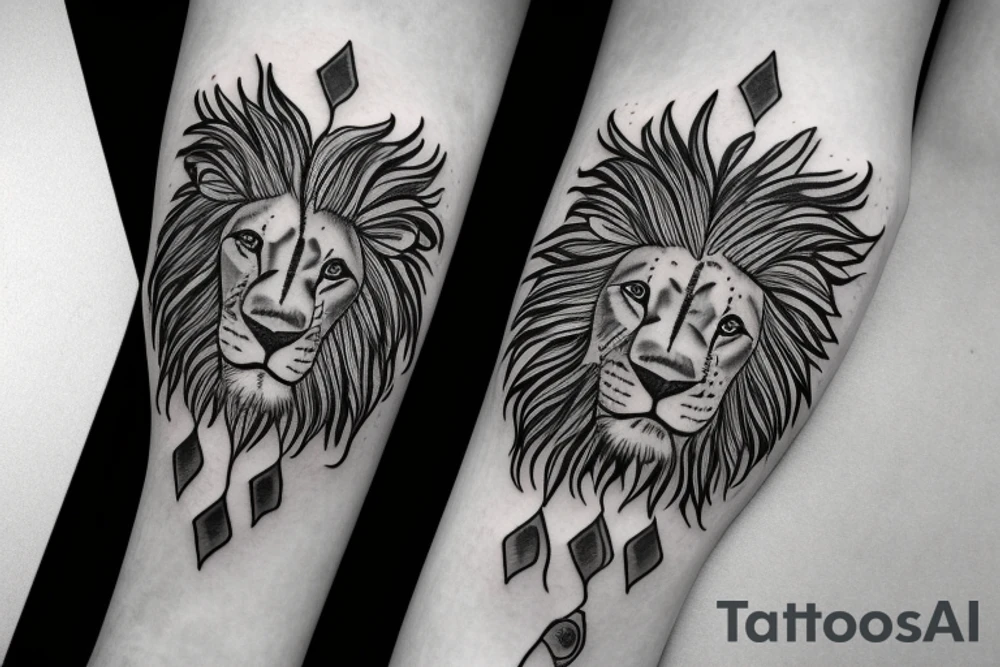 Lion four ace dreams lines tattoo idea