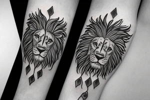Lion four ace dreams lines tattoo idea