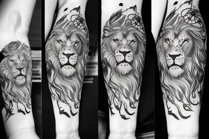 Lion four ace dreams lines tattoo idea