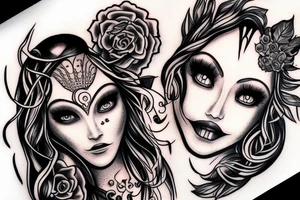 Medusas face with white eyes and makeup tattoo idea