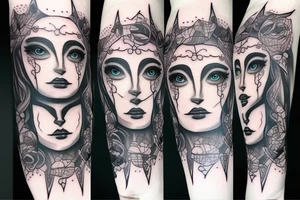 Medusas face with white eyes and makeup tattoo idea