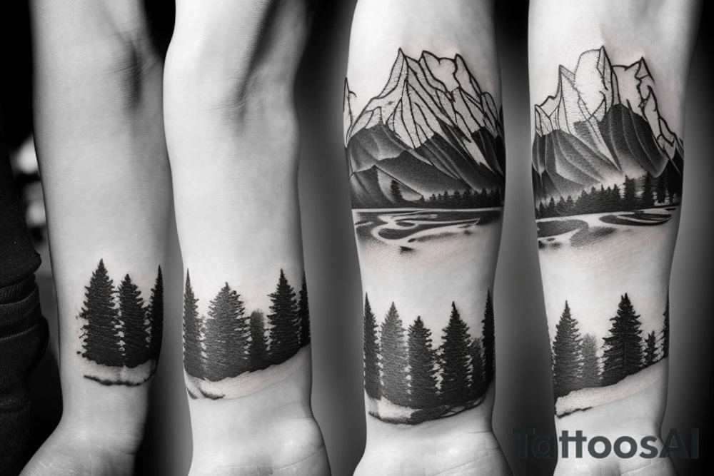 mont blanc mountains tattoo idea