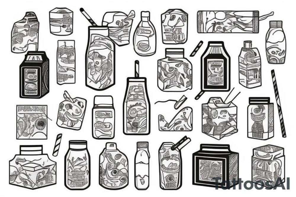 box of juice with a straw tattoo idea