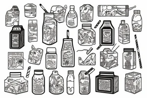 box of juice with a straw tattoo idea