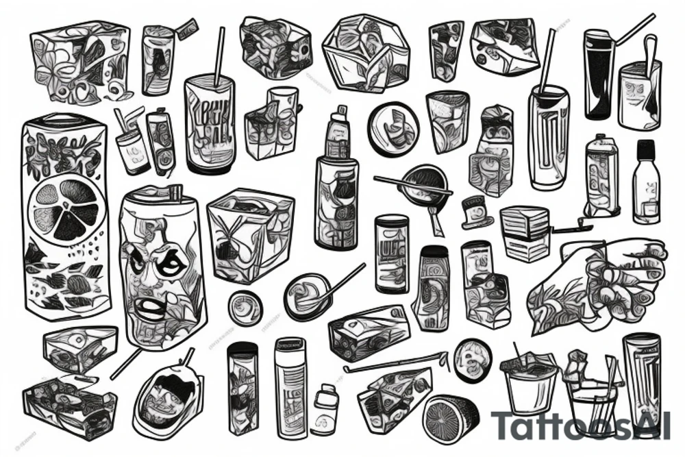 box of juice with a straw tattoo idea