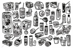 box of juice with a straw tattoo idea