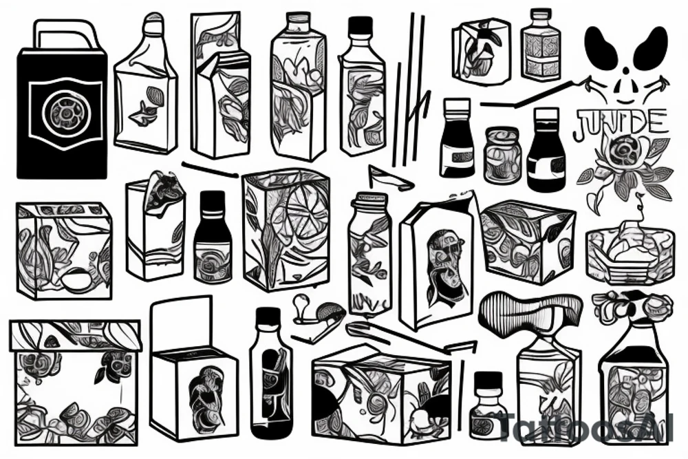 outline of a box of juice with a straw tattoo idea