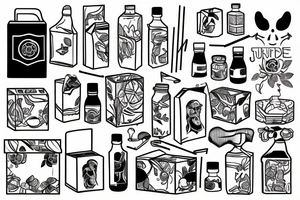 outline of a box of juice with a straw tattoo idea