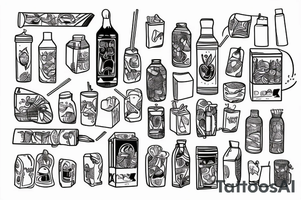outline of a box of juice with a straw tattoo idea